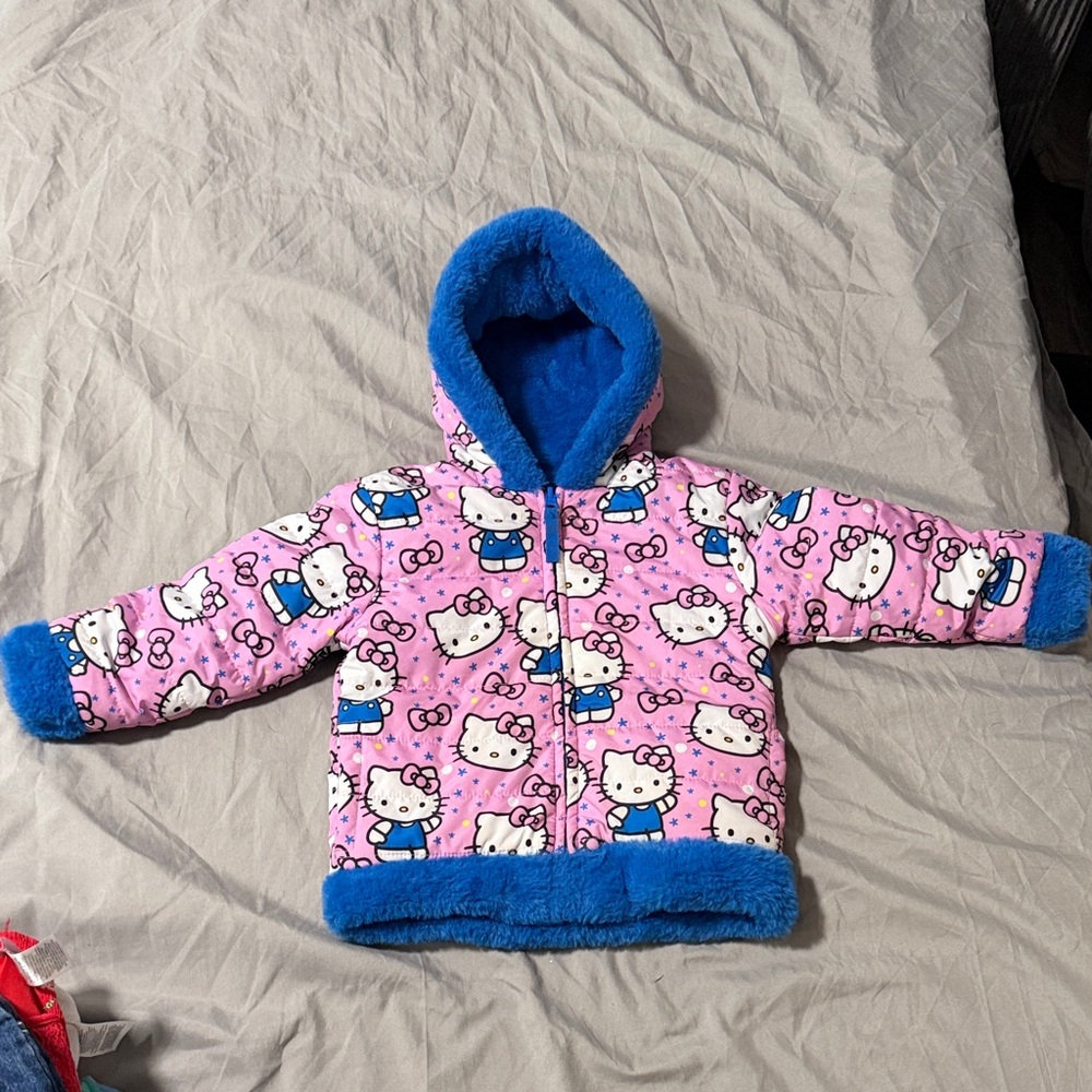 Hello Kitty Pink Jacket with Blue Plush Trim